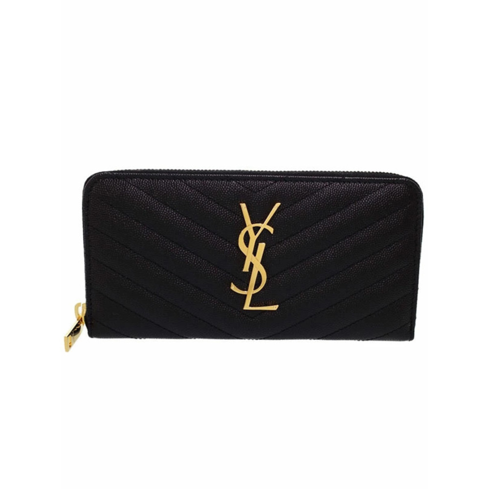 SAINT LAURENT Paris Monogram Full Zip Wallet Round Long